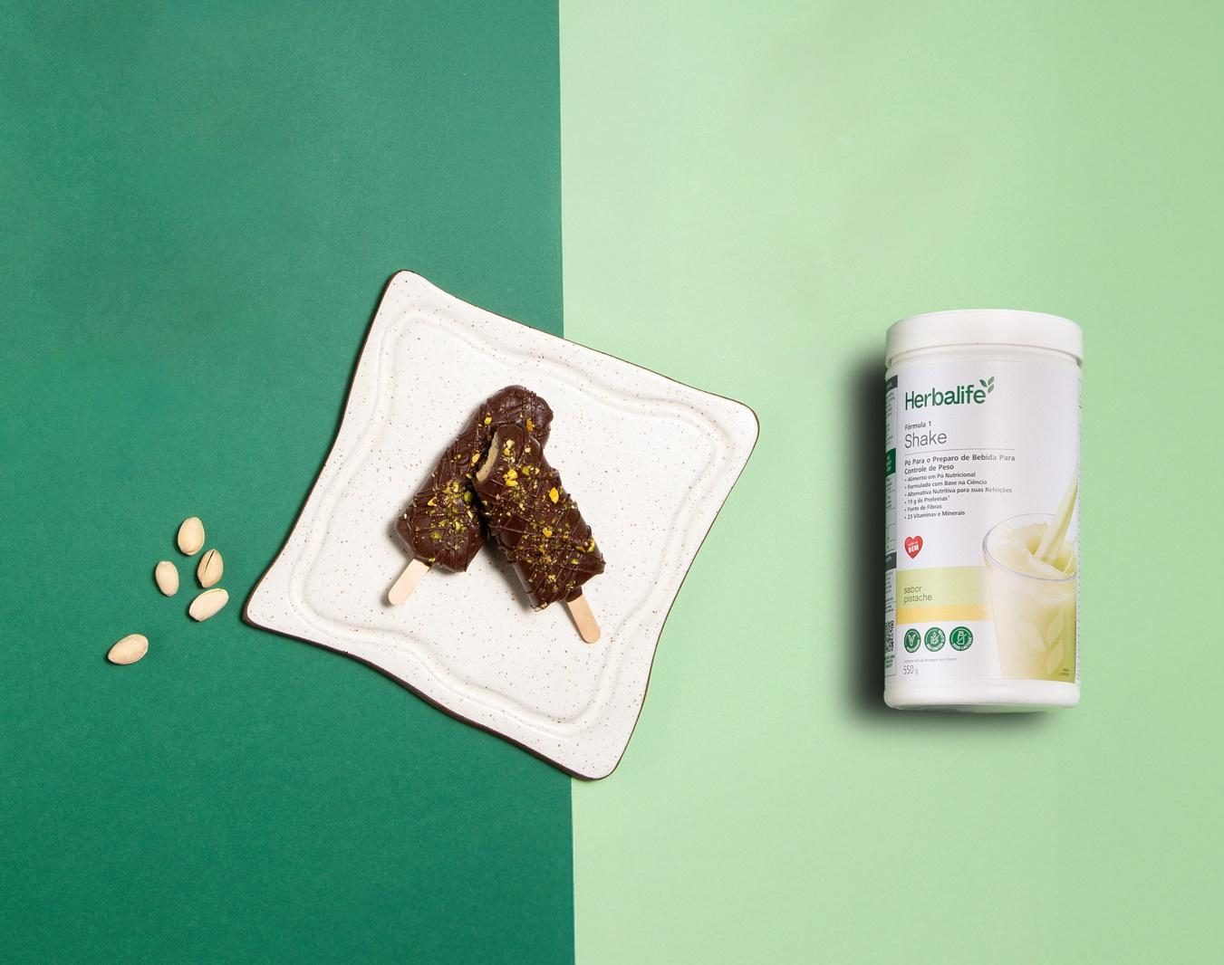 Receita de Paleta Fit sabor Pistache com Chocolate