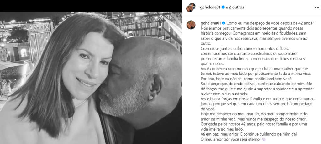 A esposa de Rick, Geralda, homenageou o marido após sua morte